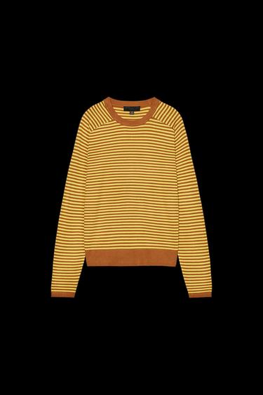 Zara STRIPED KNIT SWEATER - Curry - Image 0