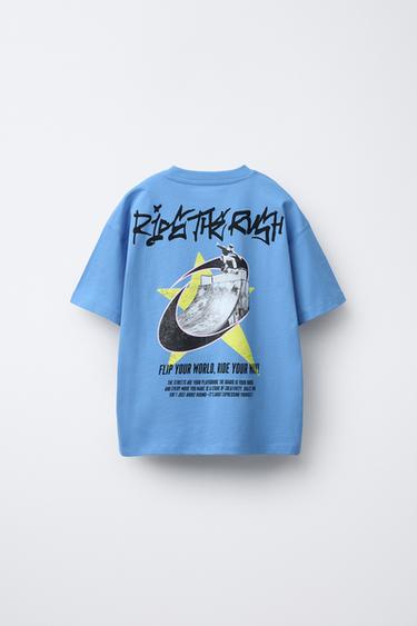 SKATE PRINT T-SHIRT - Blue by Zara - Image 1