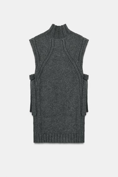 TOP GILET AVEC LAINE ET OUVERTURES - Gris chiné de Zara - Image 4