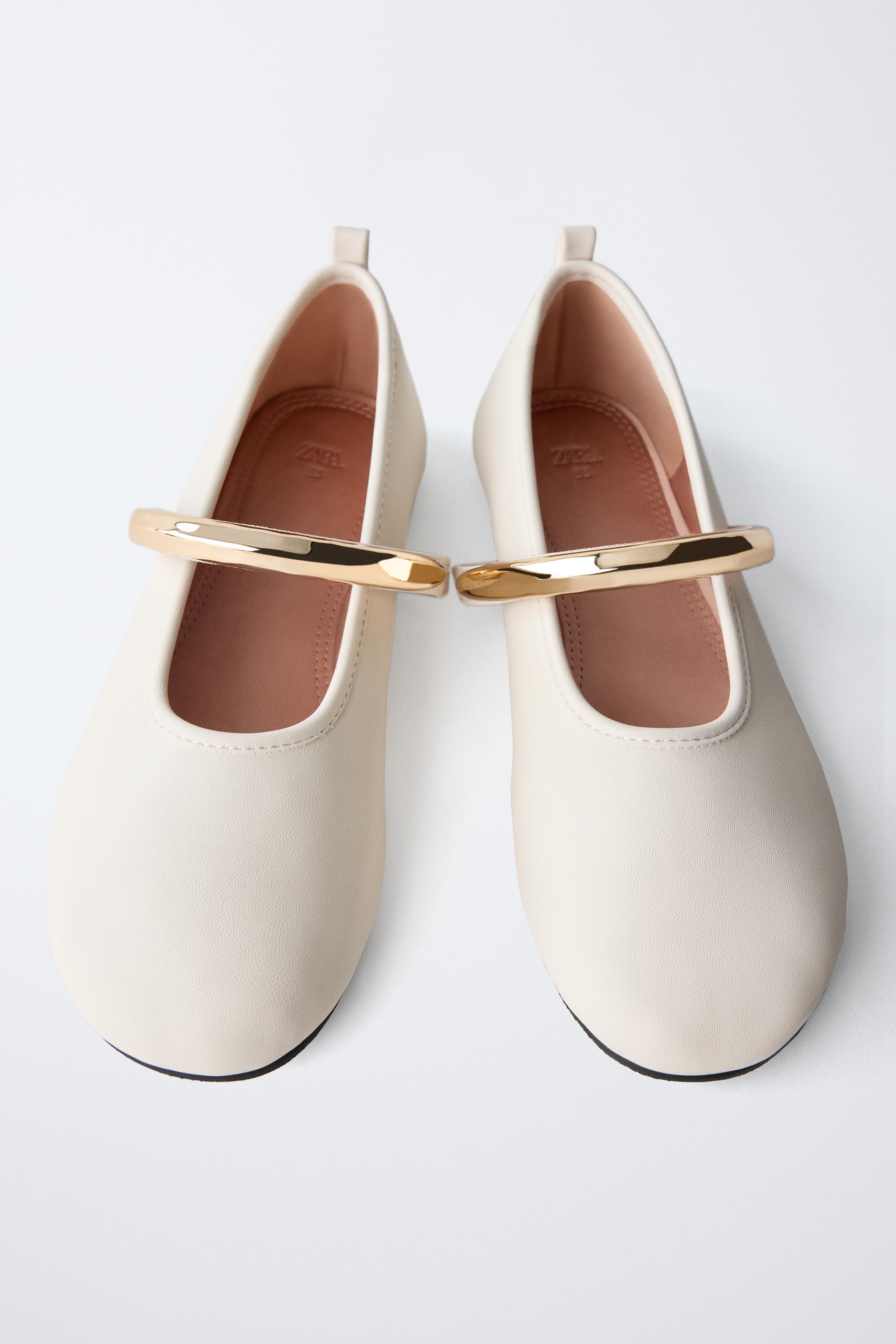 BALLET FLATS WITH METAL STRAP - Off White | ZARA United States