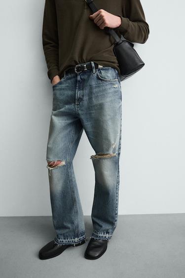 JEANS FLARE FIT DÉCHIRURES - Bleu moyen de Zara - Image 4