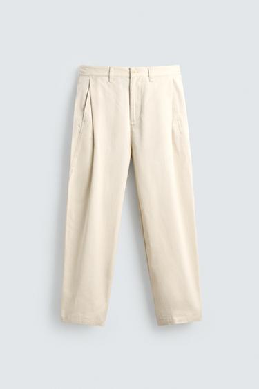 BALLOON FIT PLEATED TROUSERS - Ecru by Zara