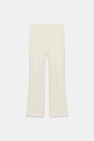 ZW COLLECTION HIGH-WAIST CROPPED TROUSERS - Ecru by Zara - Image 2