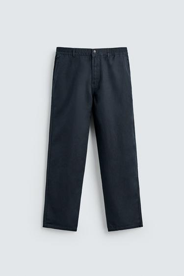 FLOWING STRAIGHT-LEG TROUSERS - Navy blue by Zara