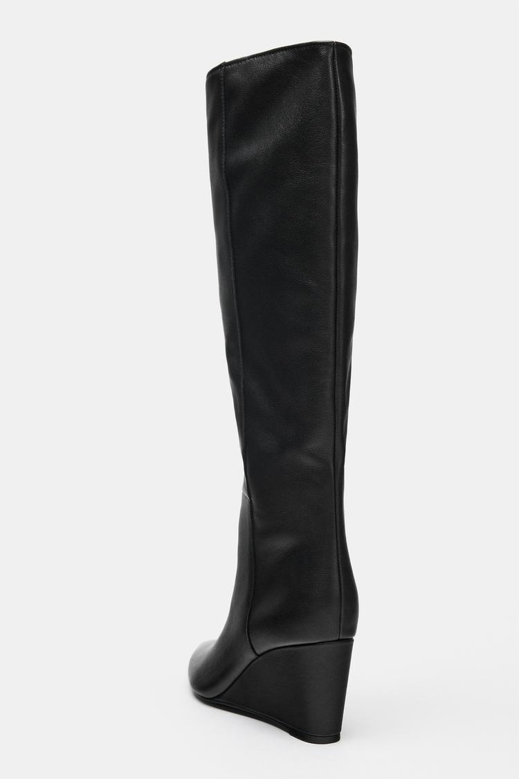 Botas altas de cuña de cuero 8