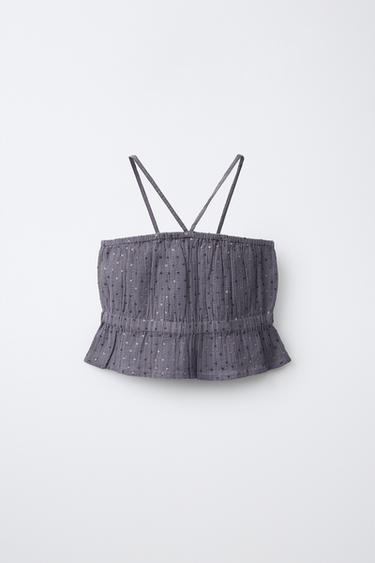 TOP CROPPED PAILLETTES - Gris anthracite de Zara