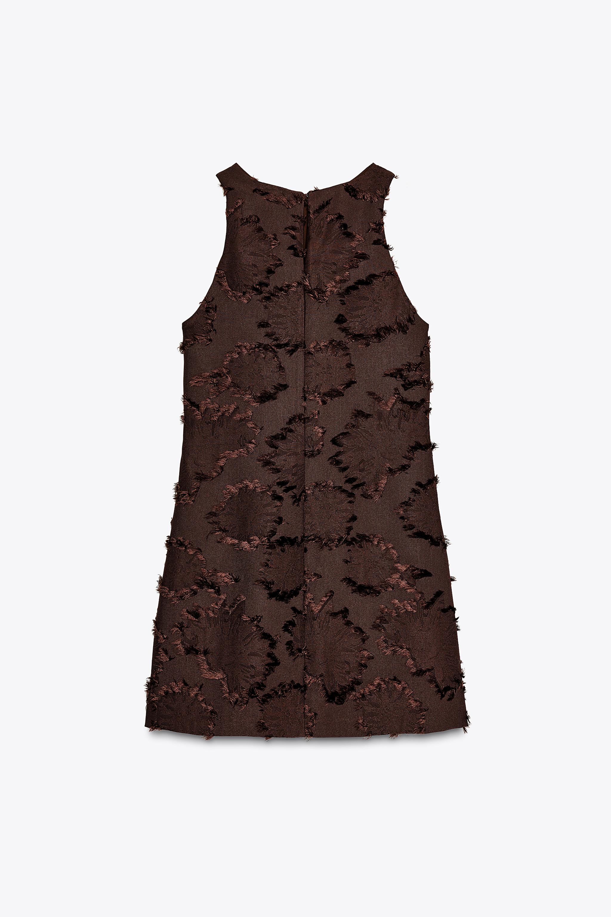 TEXTURED KNIT MINI DRESS - Brown | ZARA United States