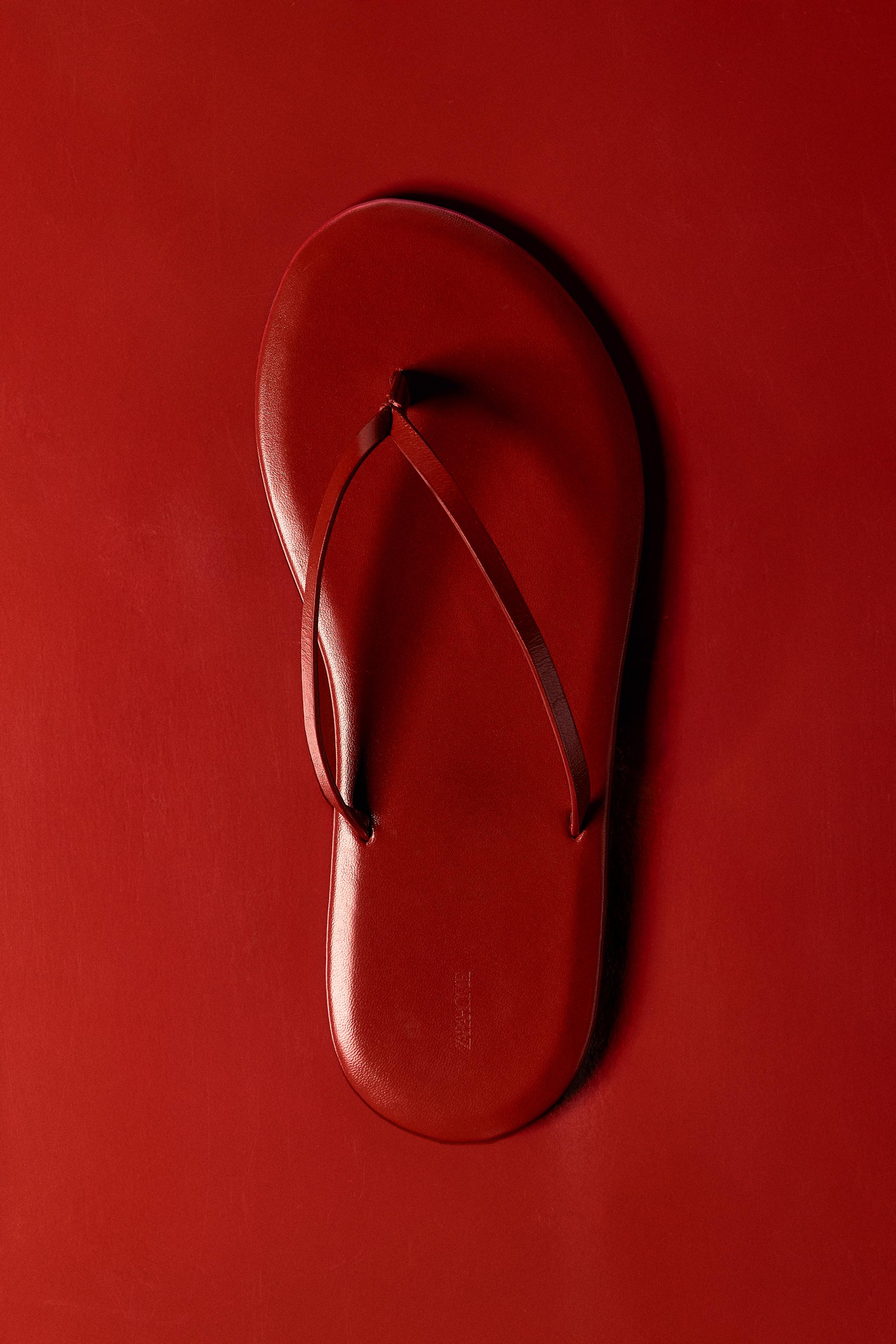 Женские сандалии Zara MINIMAL LEATHER SANDALS — фото 8