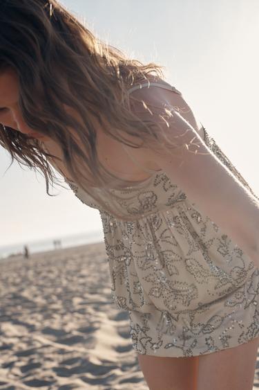 BEADED MINI DRESS - Silver by Zara - Image 3