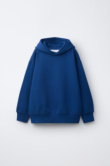 SUDADERA BÁSICA CAPUCHA - Azulón de Zara