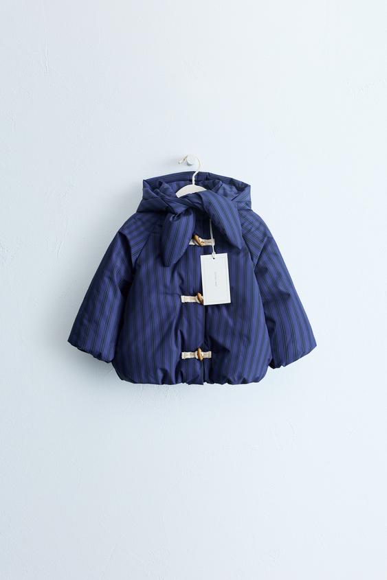 ZARA TIMELESS - ABRIGO RAYAS CAPUCHA DESMONTABLE ALAMARES - Marino de Zara - Imagen 0