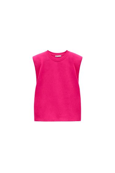 COTTON T-SHIRT WITH SHOULDER PADS