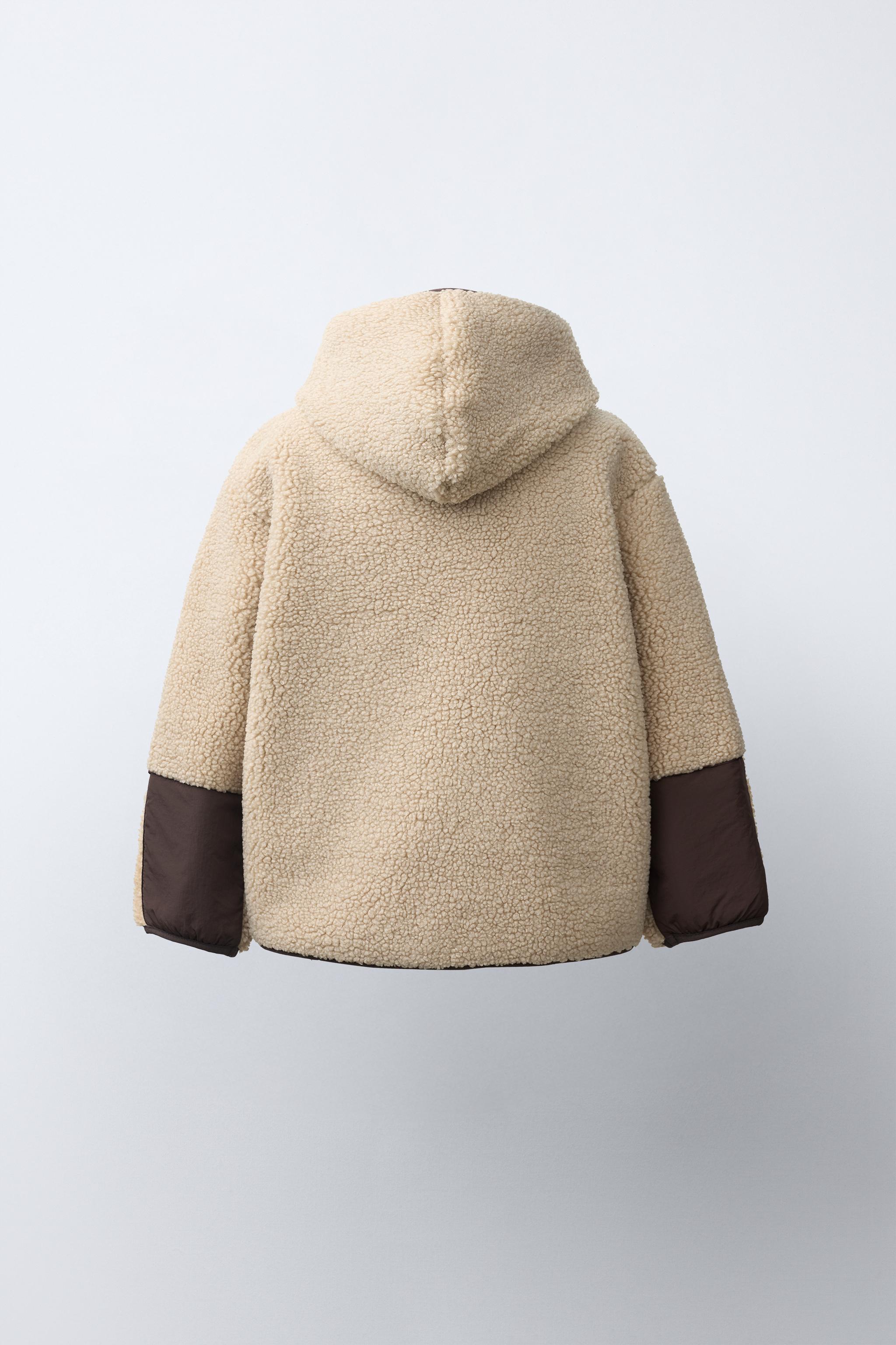 Детские куртки Zara HOODED FAUX SHEARLING JACKET — фото 4