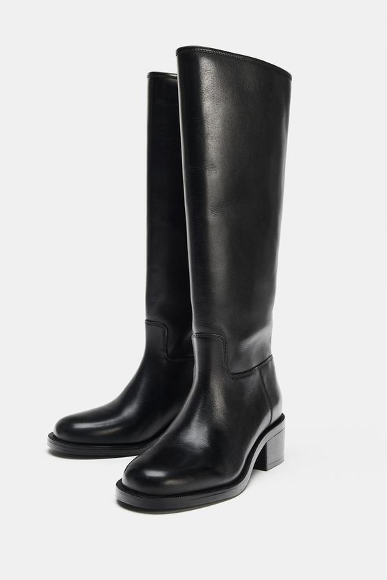 BOTTES HAUTES EN CUIR - Noir de Zara - Image 3