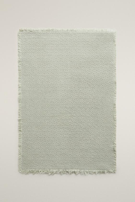 STRUCTURED COTTON BATH RUG WITH FRINGES - Light green by Zara - Image 0