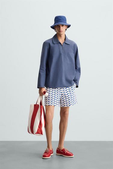 BERMUDA CORTA ONDAS - Azul / Blanco de Zara - Imagen 0