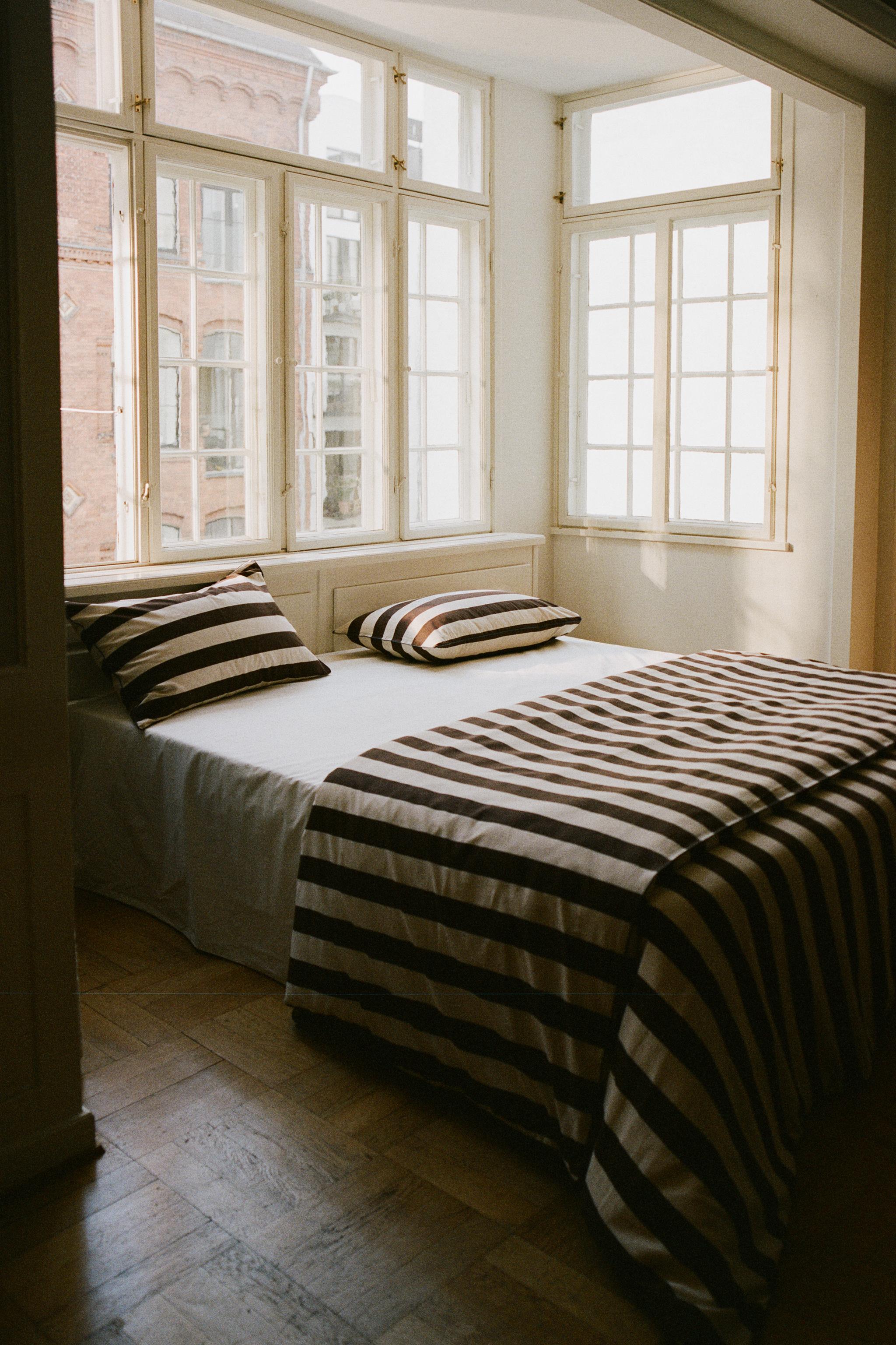 FADED COTTON STRIPE DUVET COVER