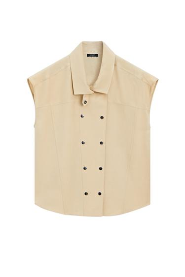 Chemise manches courtes boutons-pression - Rouille de Zara
