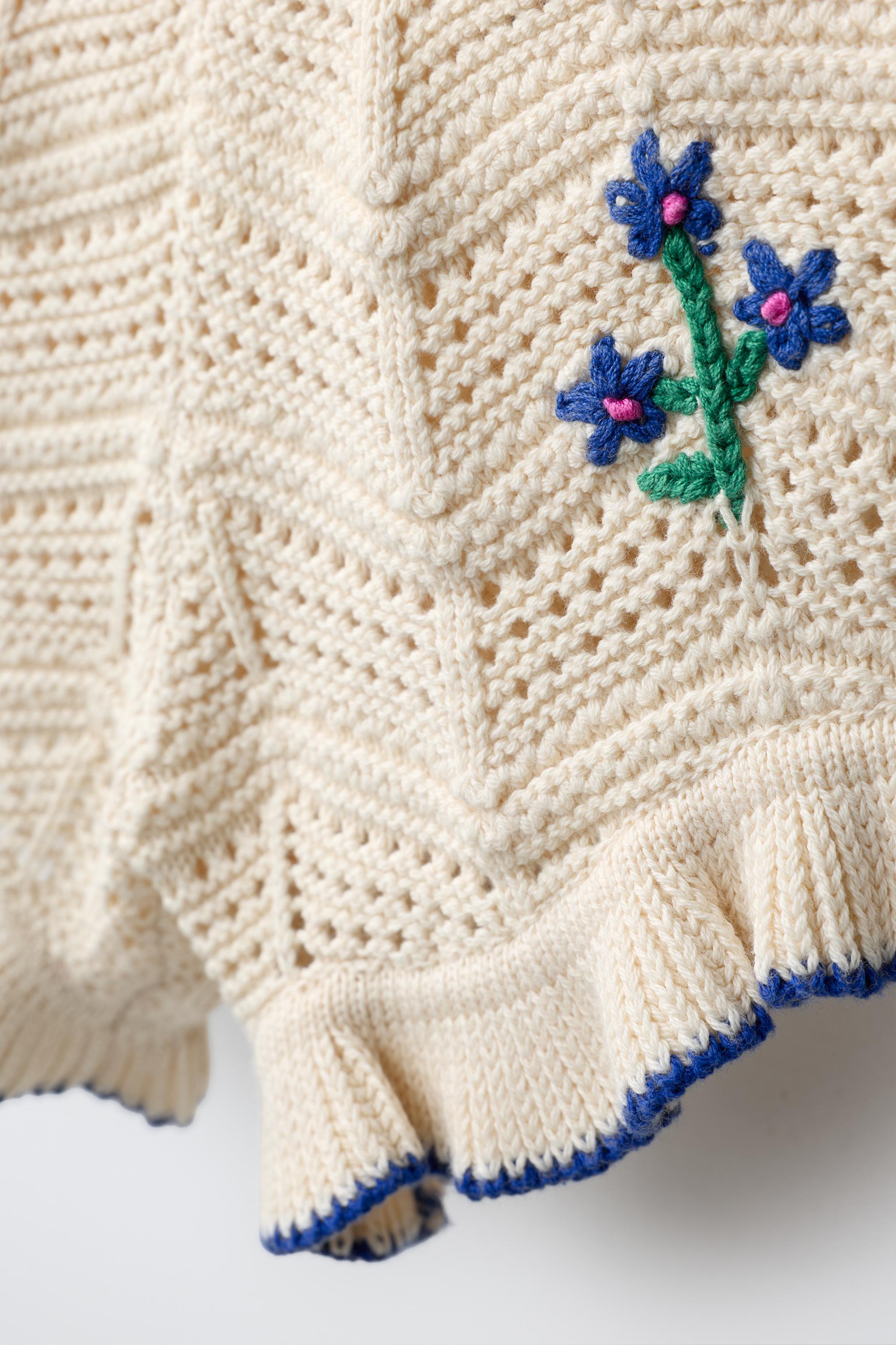 Детские шорты Zara EMBROIDERED FLORAL KNIT SHORTS — фото 4