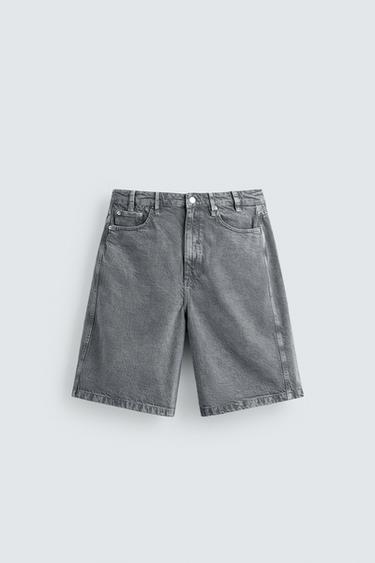 BAGGY FIT BERMUDASHORTS - vasket blå fra Zara