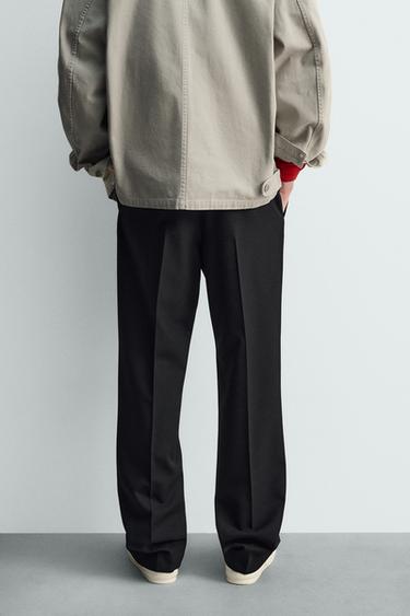 WOOL BLEND STRAIGHT-LEG TROUSERS - Black by Zara - Image 2