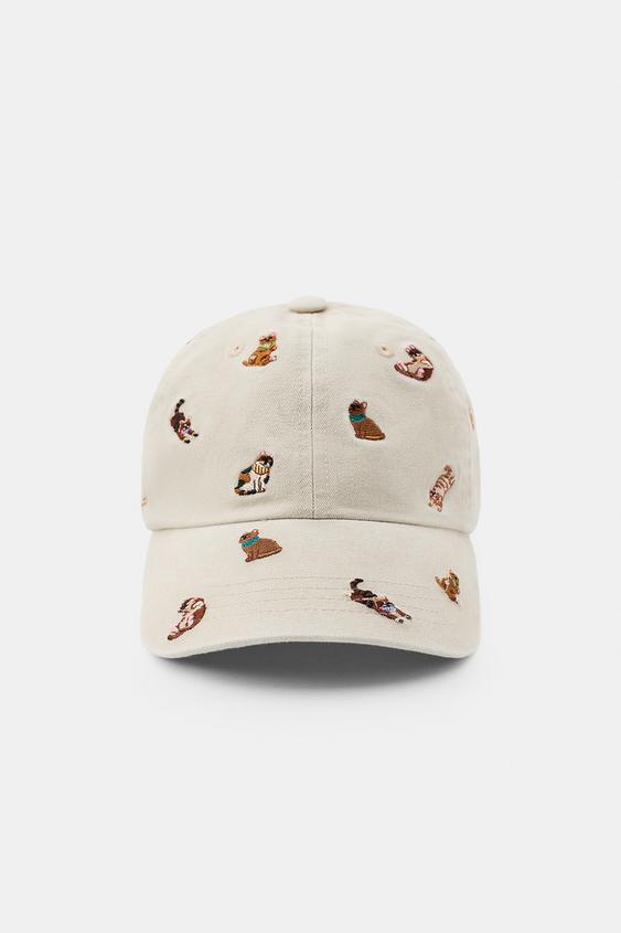 CAT EMBROIDERY TWILL CAP - Stone by Zara - Image 0