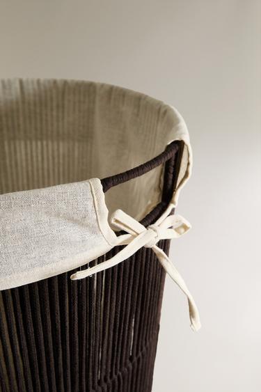 FABRIC-LINED LAUNDRY BASKET - Dark brown by Zara - Image 2