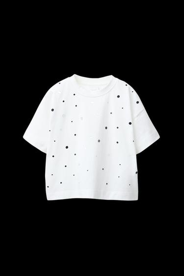 CAMISETA APLIQUES - Blanco de Zara - Imagen 0