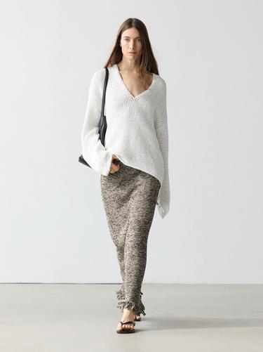 Falda punto detalle flecos total look - Negro de Zara - Imagen 0