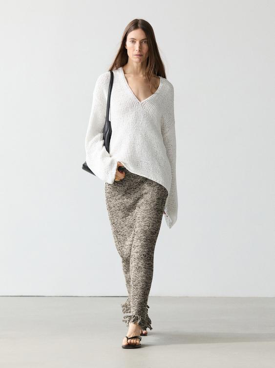 Total look knit skirt with fringing from Zara - $160