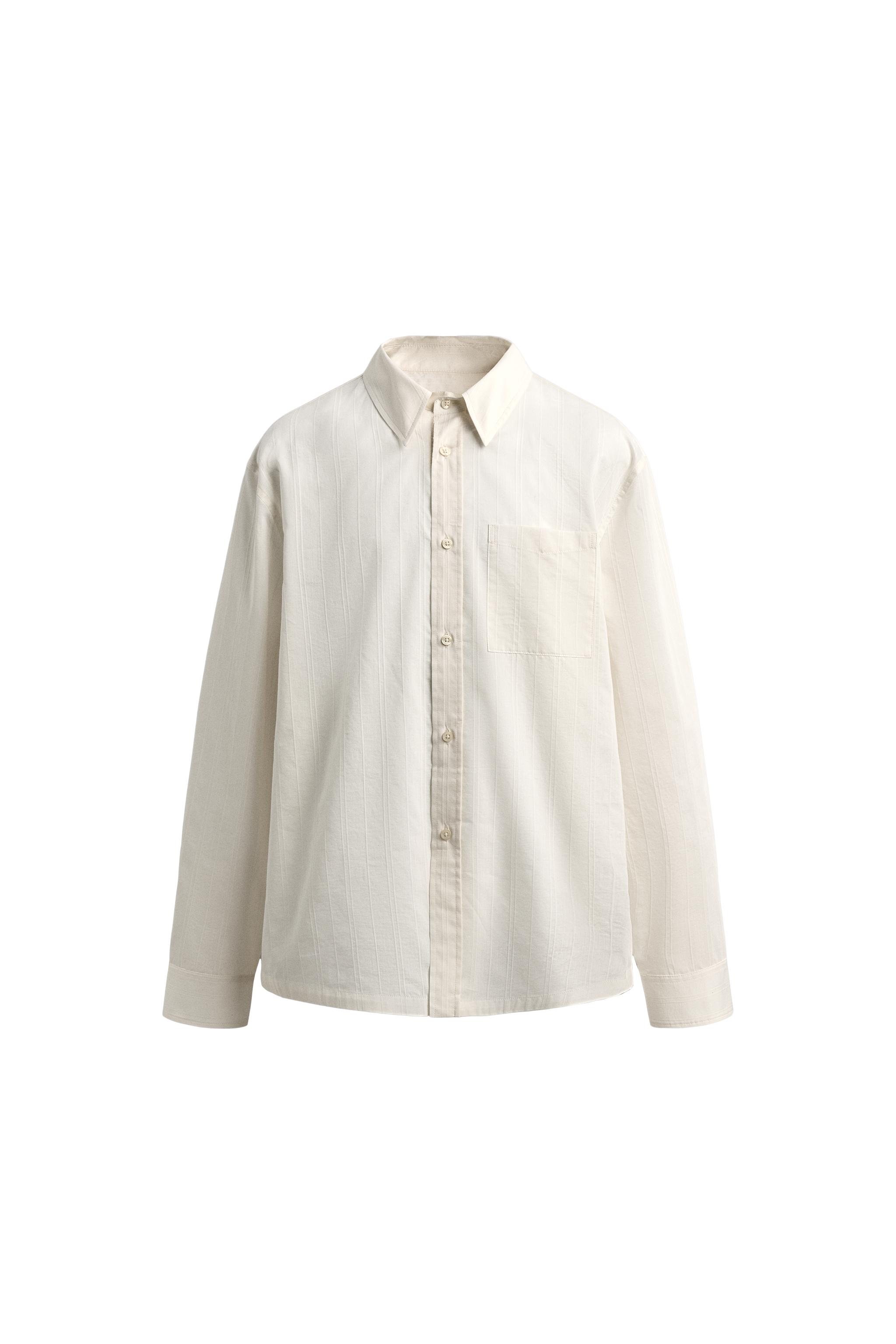 ストライプ柄ジャカードシャツ - オフホワイト | ZARA Japan / 日本