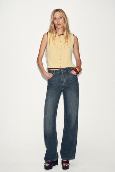 KNIT TOP WITH CONTRAST TRIMS - Yellow by Zara