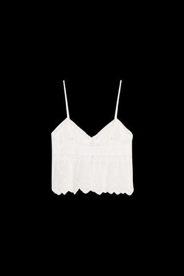 TOP TIRANTES BORDADOS - Blanco de Zara