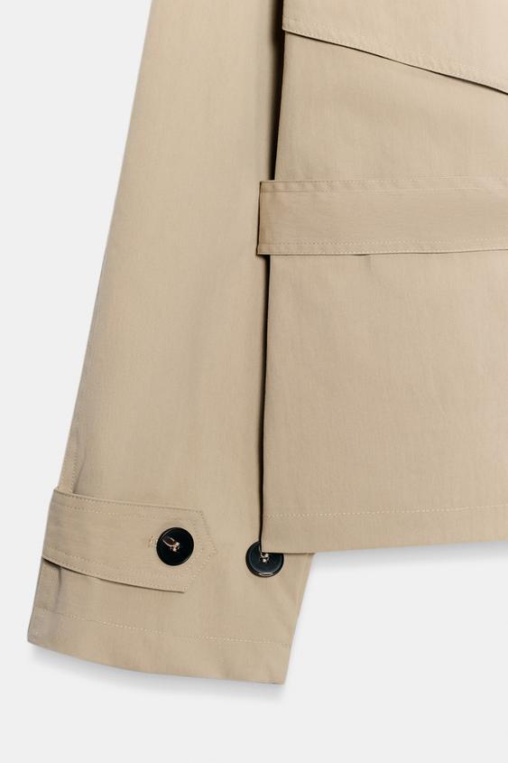BLOUSON TRENCH COURT AVEC ÉPAULETTES ET CEINTURE - Camel clair de Zara - Image 6