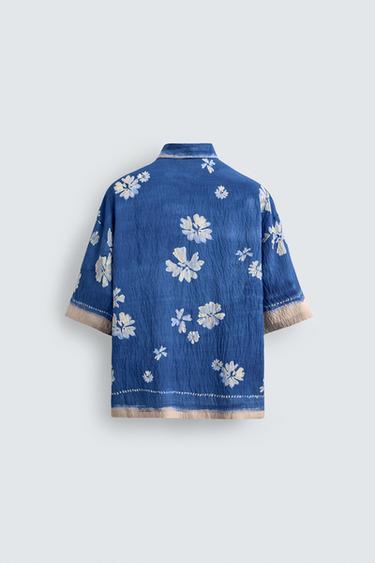 FLORAL PRINT SHIRT - Ecru / Blue by Zara - Image 7