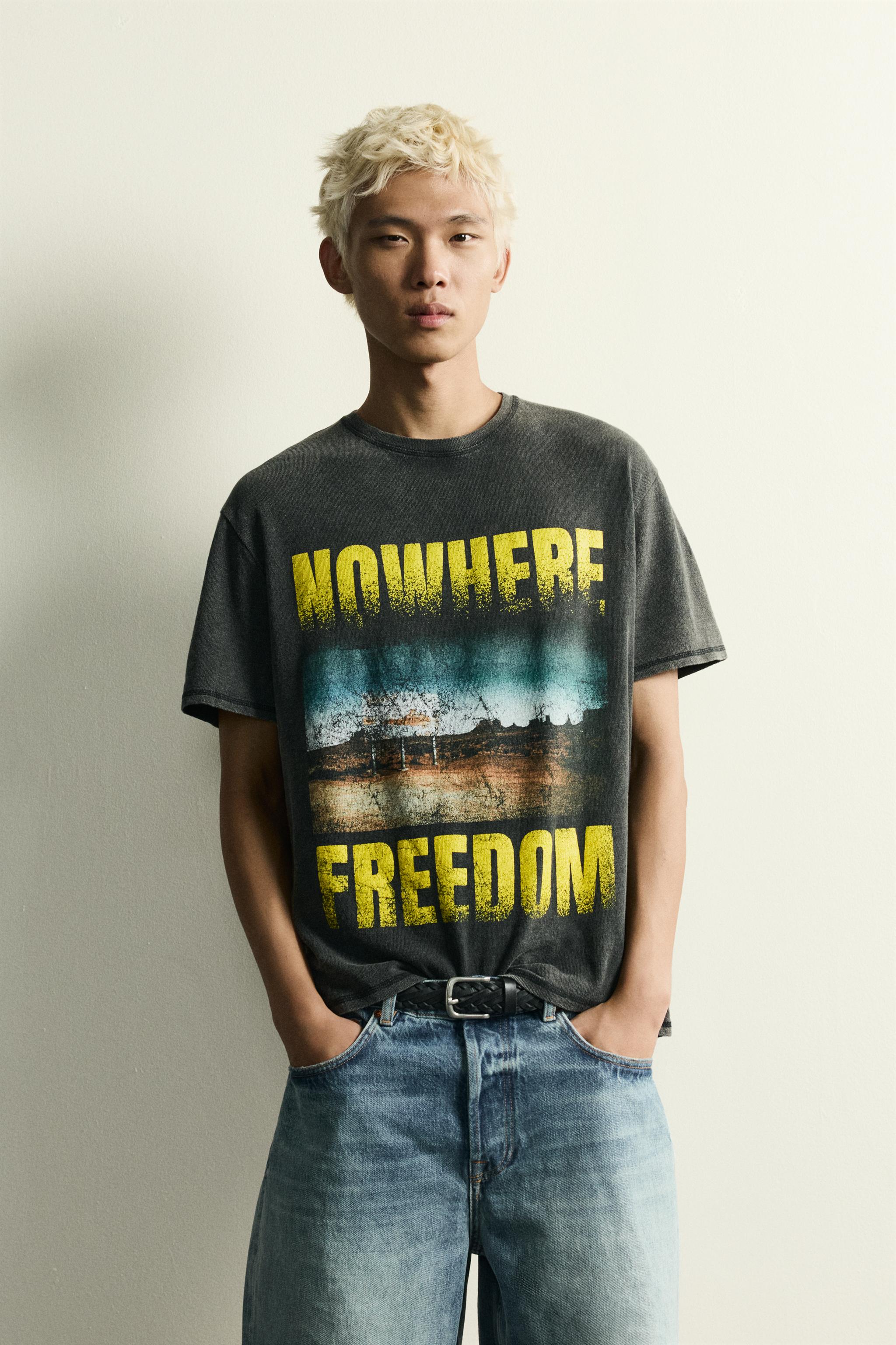 T-SHIRT EN MAILLE IMPRIMÉ DÉLAVÉ