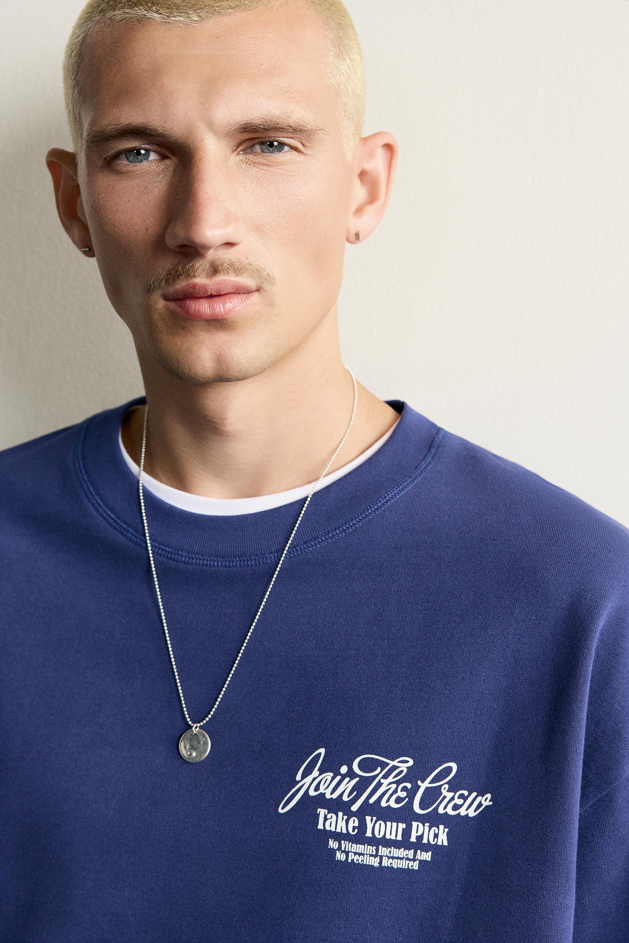 Zara KONTRAST BASKILI RELAXED FIT SWEATSHIRT görsel 6