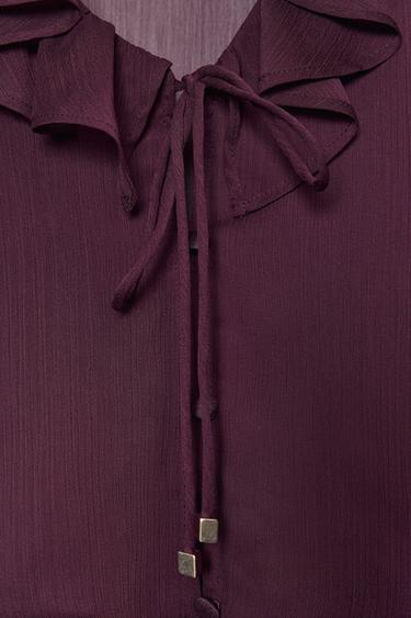 RUFFLED BLOUSE - Aubergine by Zara - Image 7