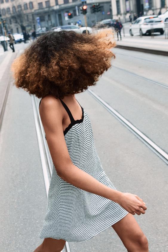 STRIPED BOUCLÉ DRESS