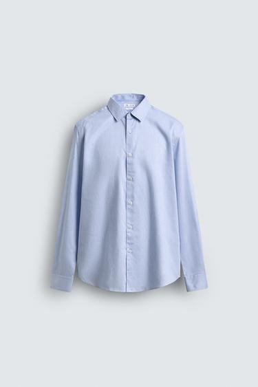 SLIM FIT TEXTURED SHIRT - Sky blue by Zara