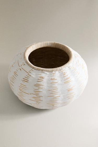 CORBEILLE VASE HAUT MICROCIMENT - Blanc de Zara - Image 1
