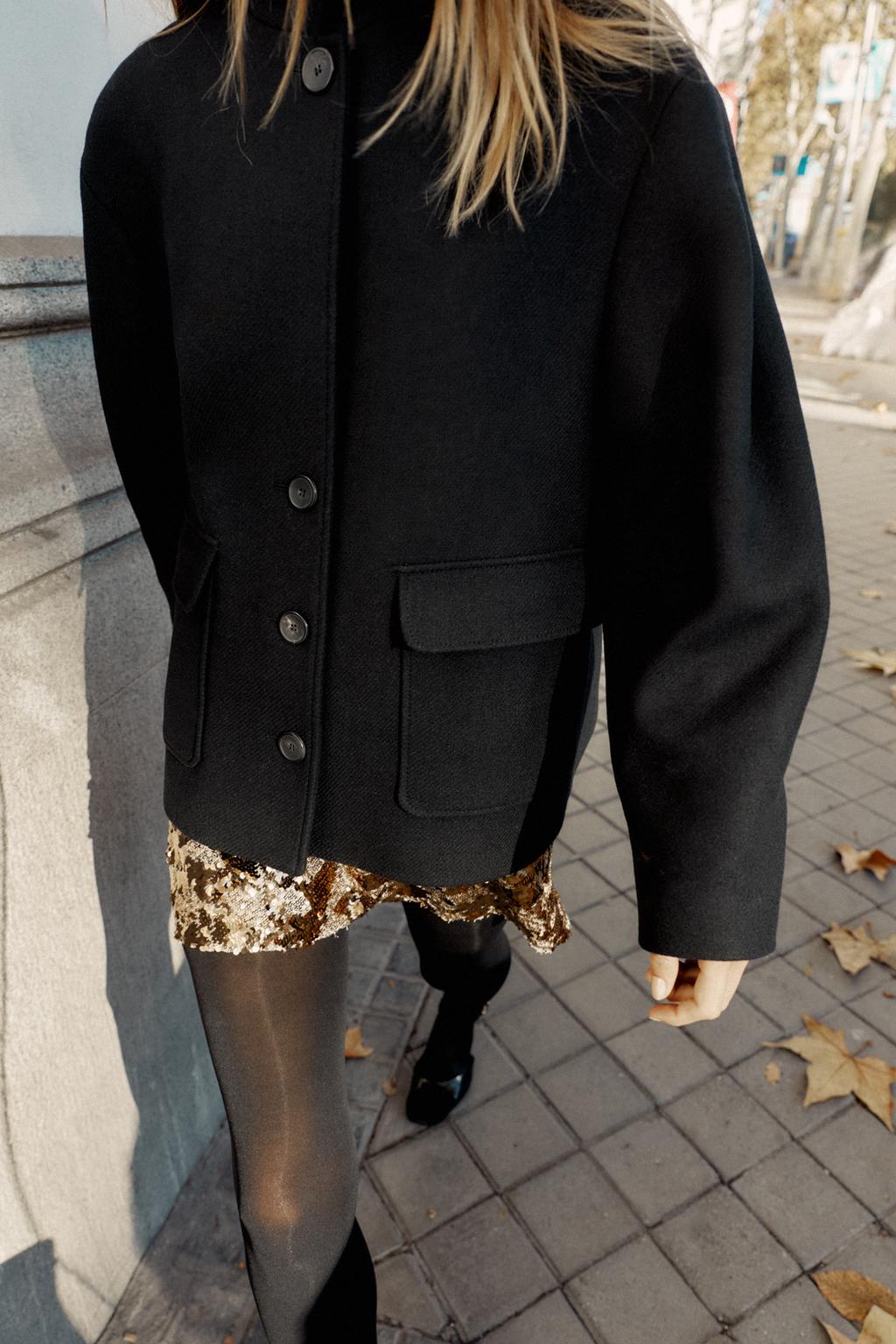 SHORT WOOL COAT WITH HIGH NECK - image 2