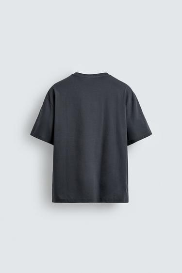 MERZERISIERTES T-SHIRT MIT KURZEN ÄRMELN – LIMITED EDITION - Dunkelgrau von Zara