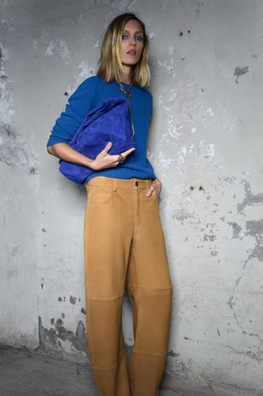 ZW COLLECTION LIMITED EDITION LEATHER TROUSERS - Mid-camel by Zara