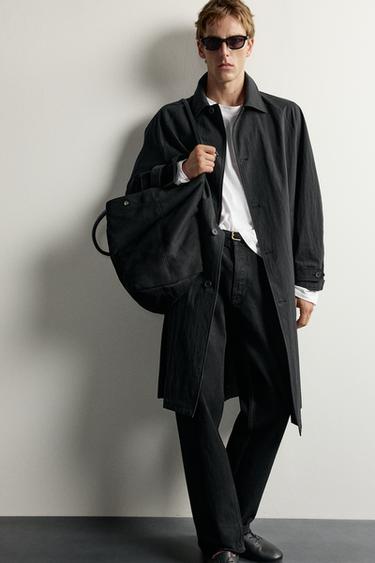 CONTRAST RELAXED FIT TRENCH COAT - Black by Zara