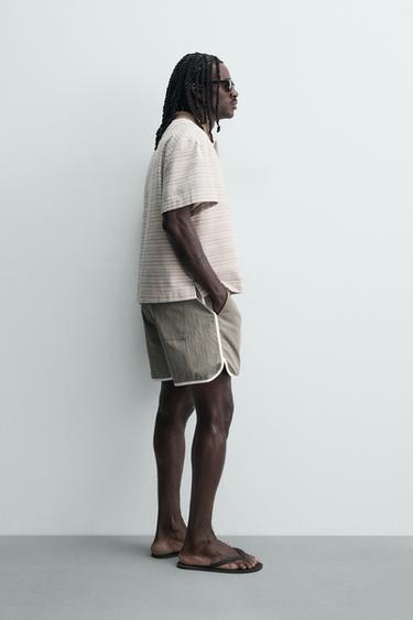 RELAXED FIT STRIPED POLO SHIRT - Lime by Zara - Image 3
