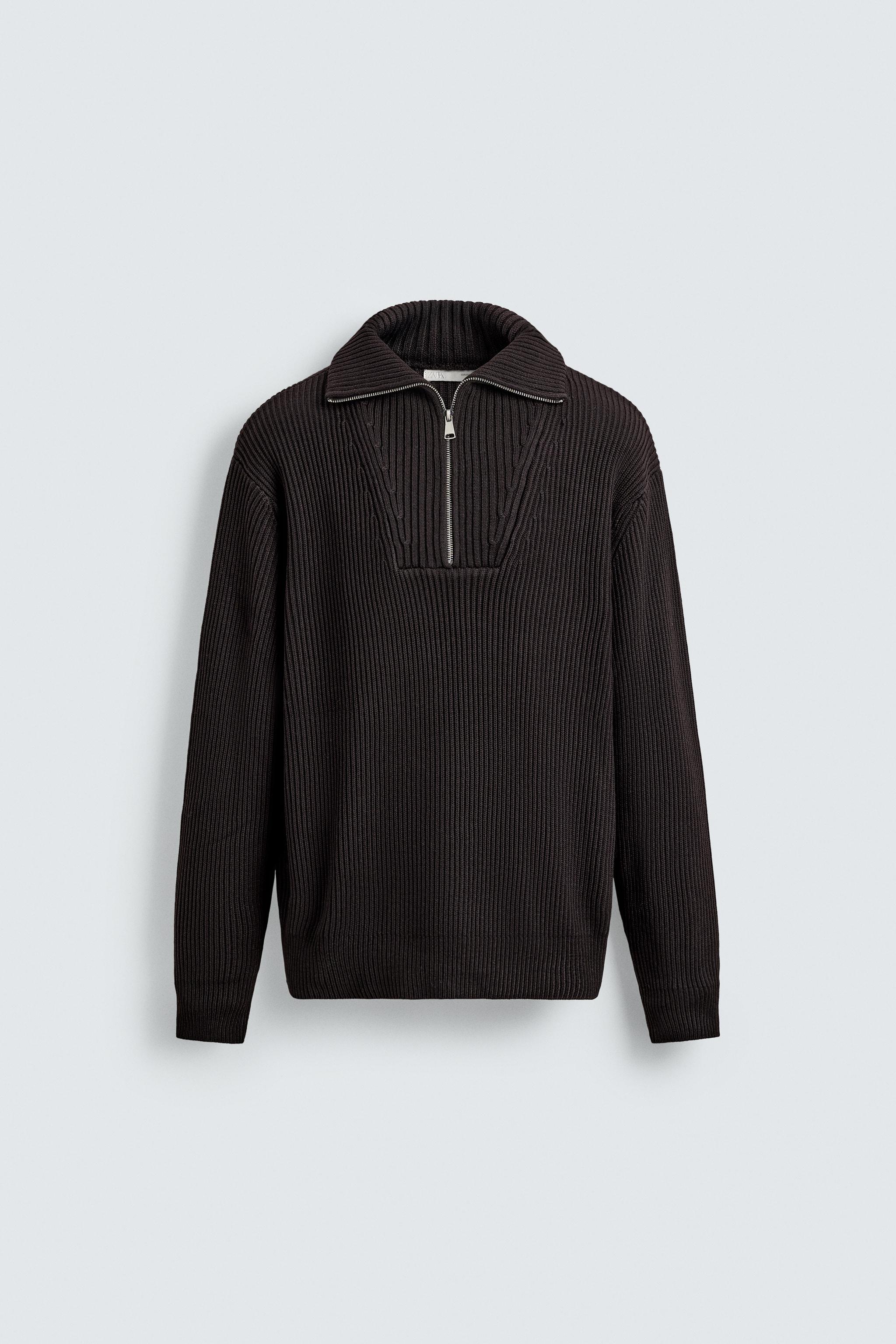 PURL KNIT QUARTER-ZIP JUMPER - Chocolate | ZARA South Africa