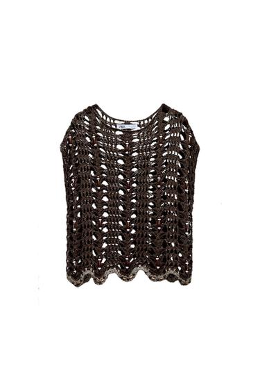 OPEN-KNIT TOP WITH BEADING