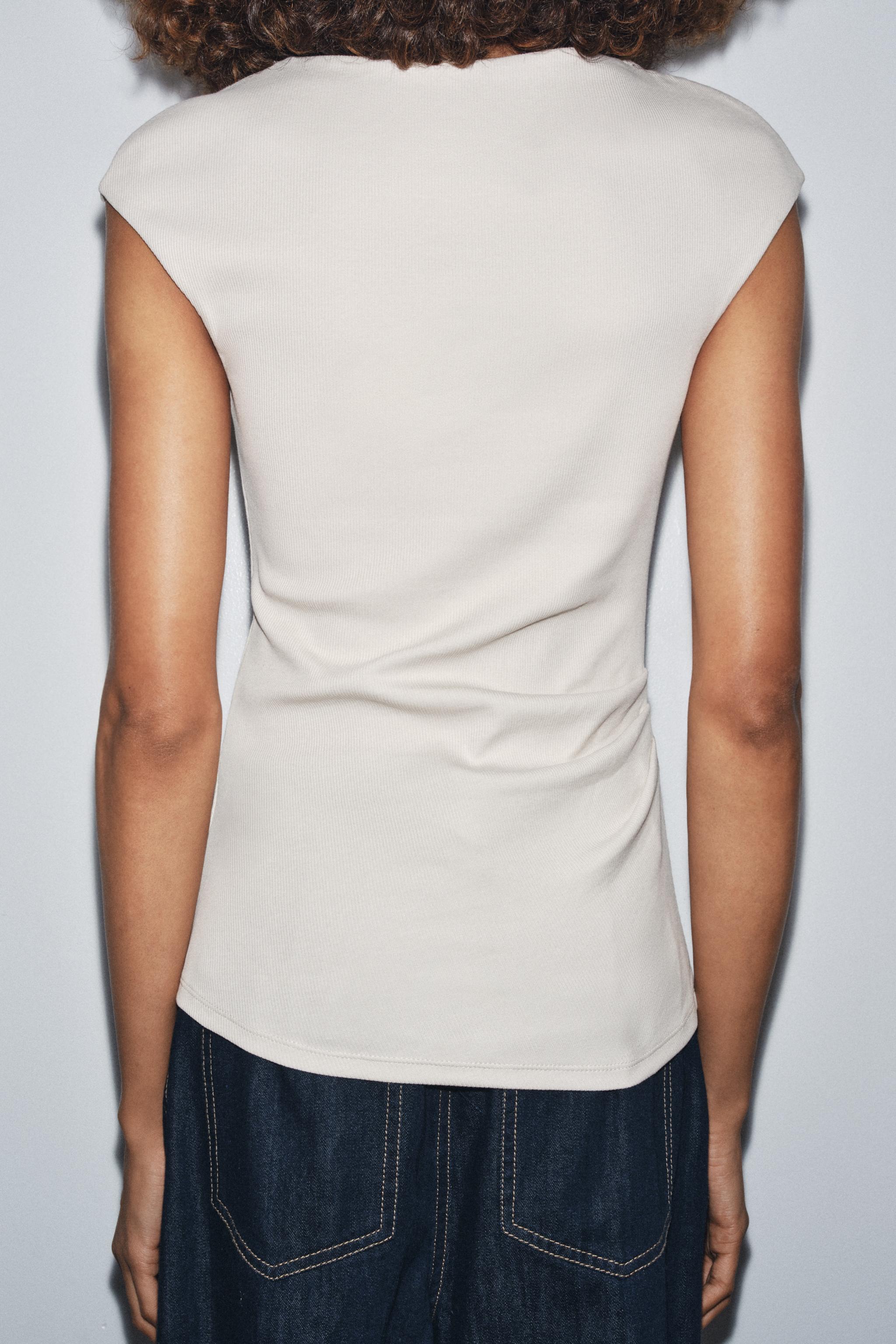 RIBBED DRAPED TOP - White | ZARA Canada