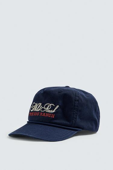 Zara WASHED EMBROIDERED CAP - Blue